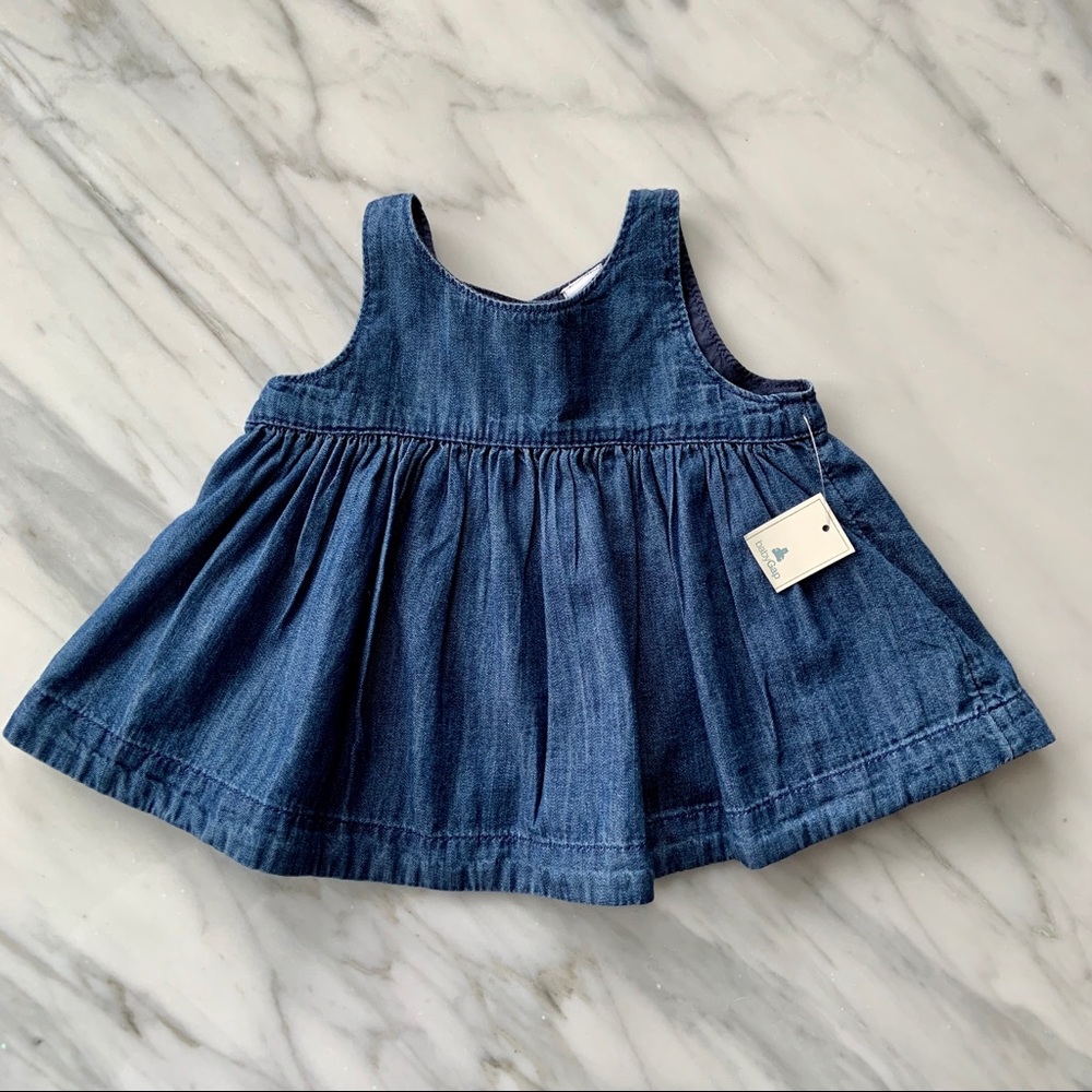 Gap Baby•NWT•6-12 Months•Crossover Tulip Top•Washed Chambray•Rear Button